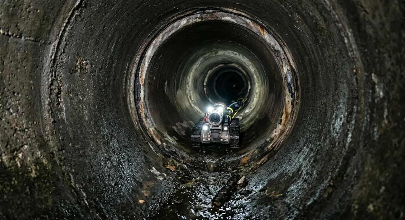 Robotic sewer camera inspecting pipe interior for Sewer Line Repair in Stockbridge